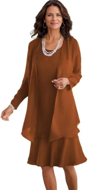 2 Pieces Mother of The Bride Dresses for Wedding Guest Formal Evening Dress with Jacket JH009