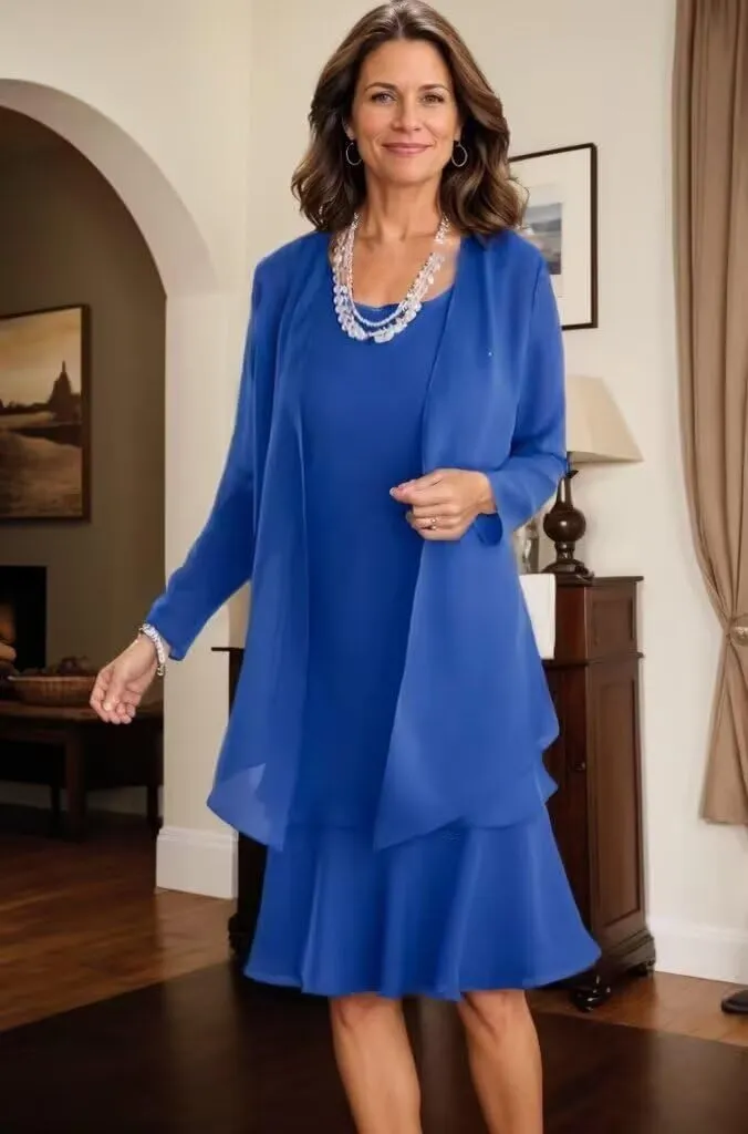 2 Pieces Mother of The Bride Dresses for Wedding Guest Formal Evening Dress with Jacket JH009