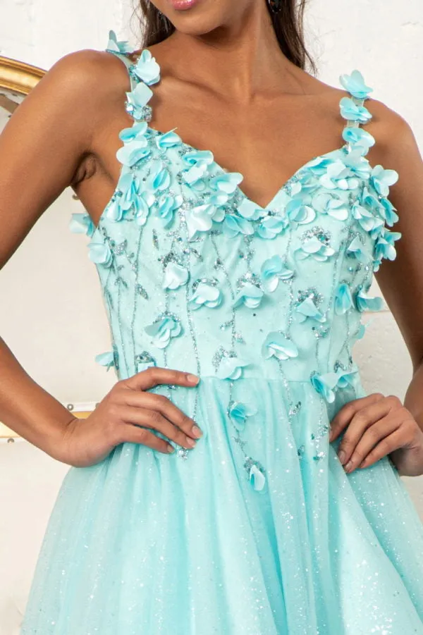 3D Floral Short Sweetheart Dress by Elizabeth K GS1999