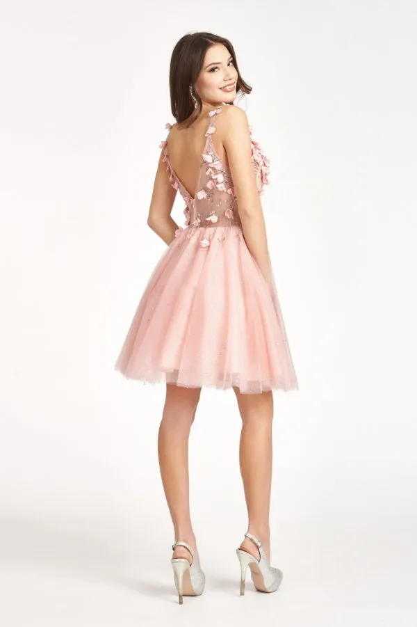 3D Floral Short Sweetheart Dress by Elizabeth K GS1999