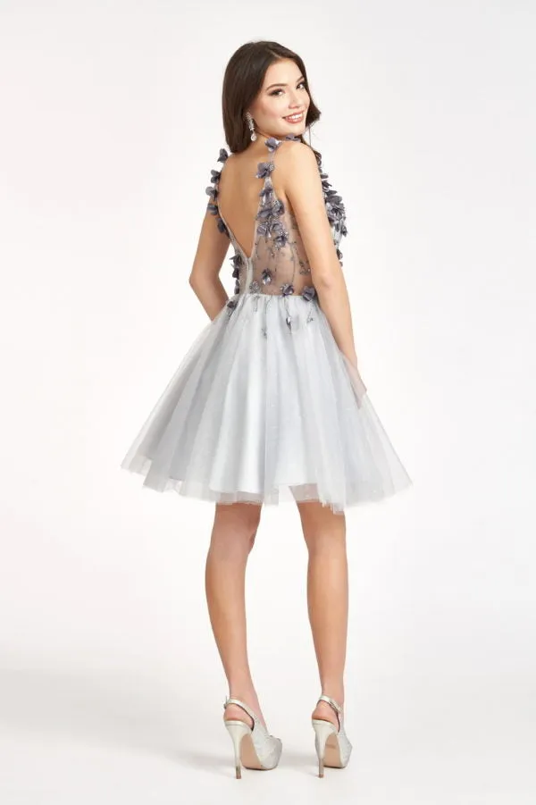 3D Floral Short Sweetheart Dress by Elizabeth K GS1999
