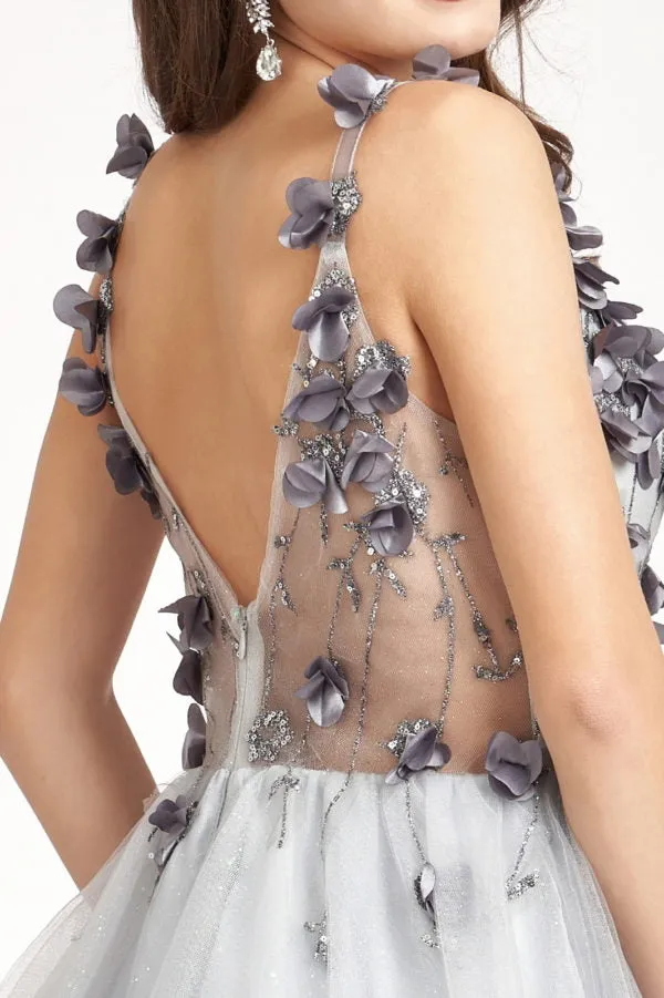 3D Floral Short Sweetheart Dress by Elizabeth K GS1999