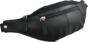 721 Genuine Soft Leather Bumbag Fanny Pack Waist Pouch (Black)