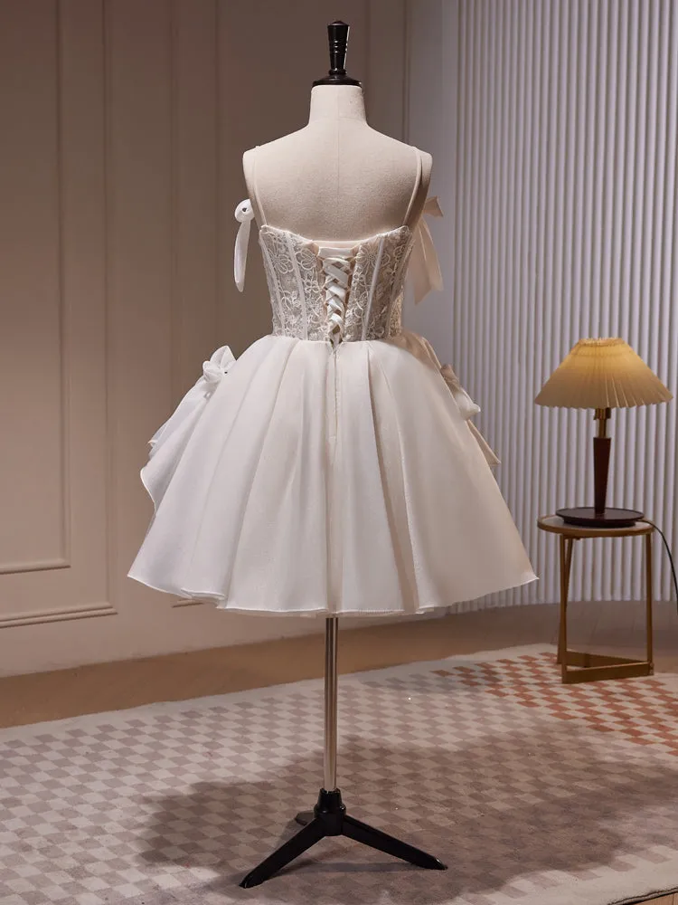 A-line Sweetheart White Homecoming Dress Cute Graduation Dress Short Prom Dress KTS017