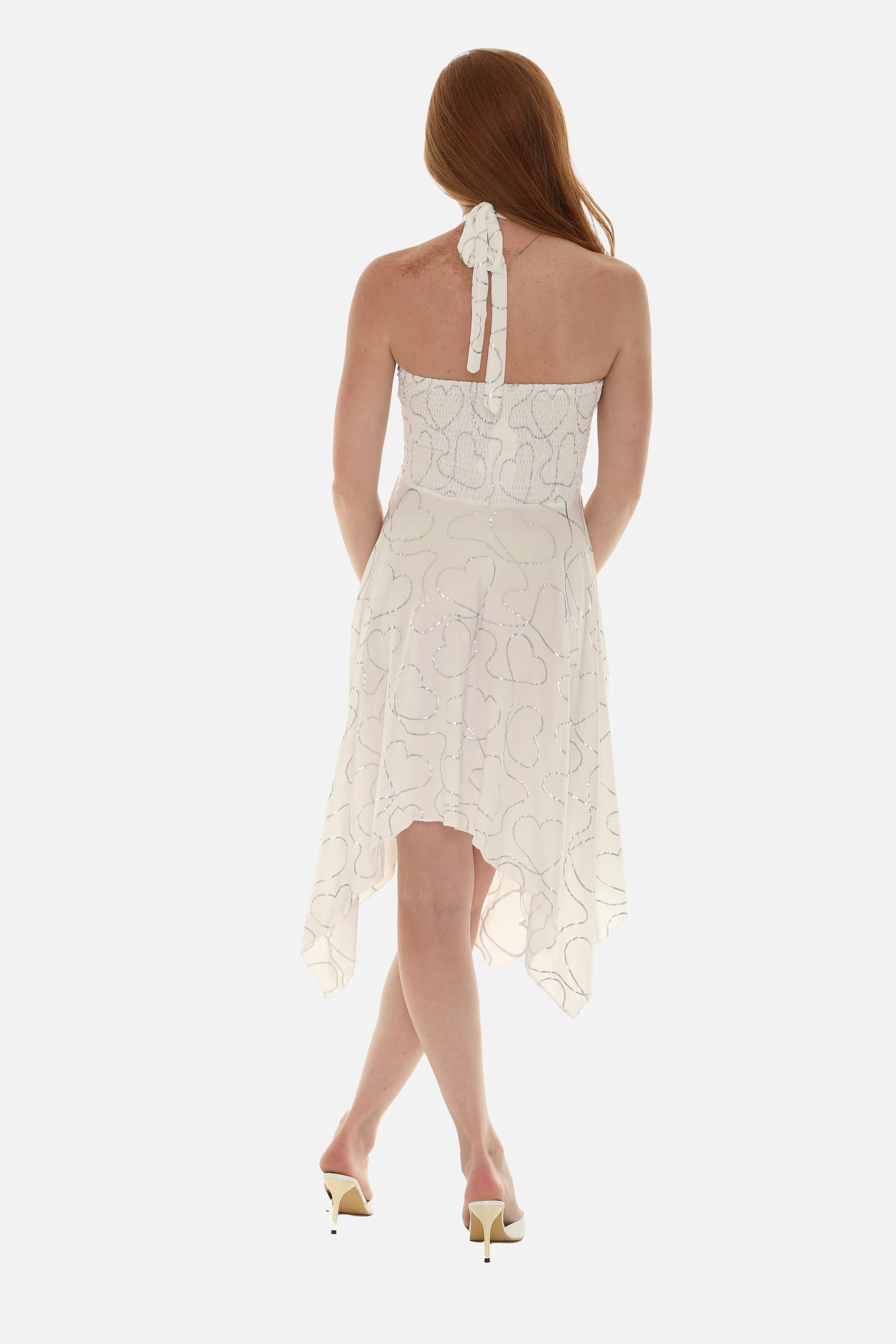 Abstract Heart Pattern Printed Halter Dress