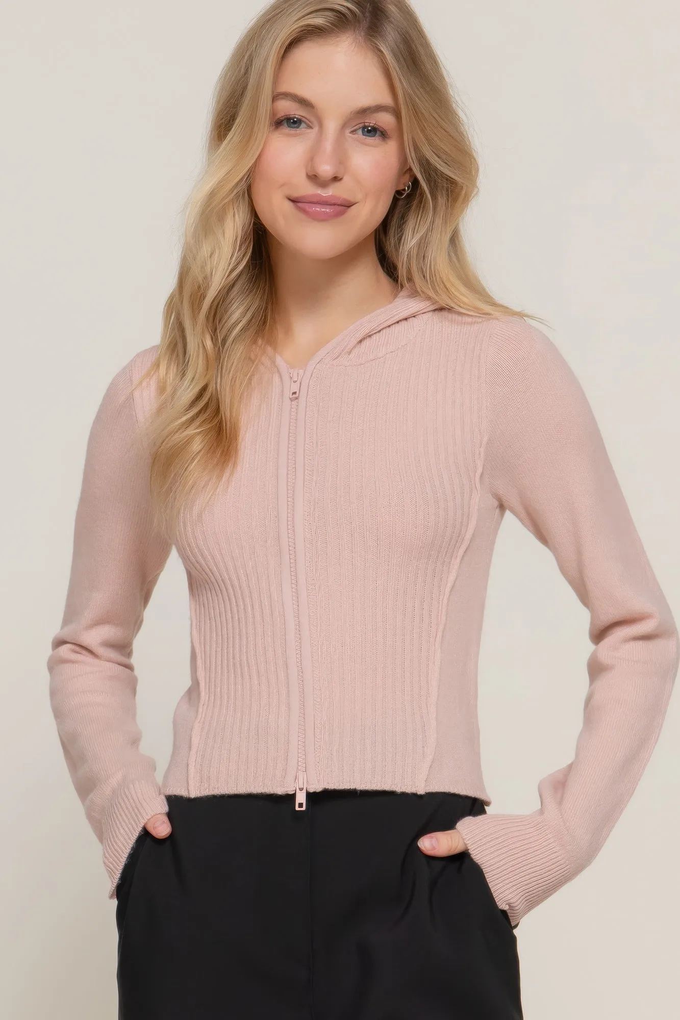 Active USA | 2-Way Zip Closure Sweater Hoodie Cardigan