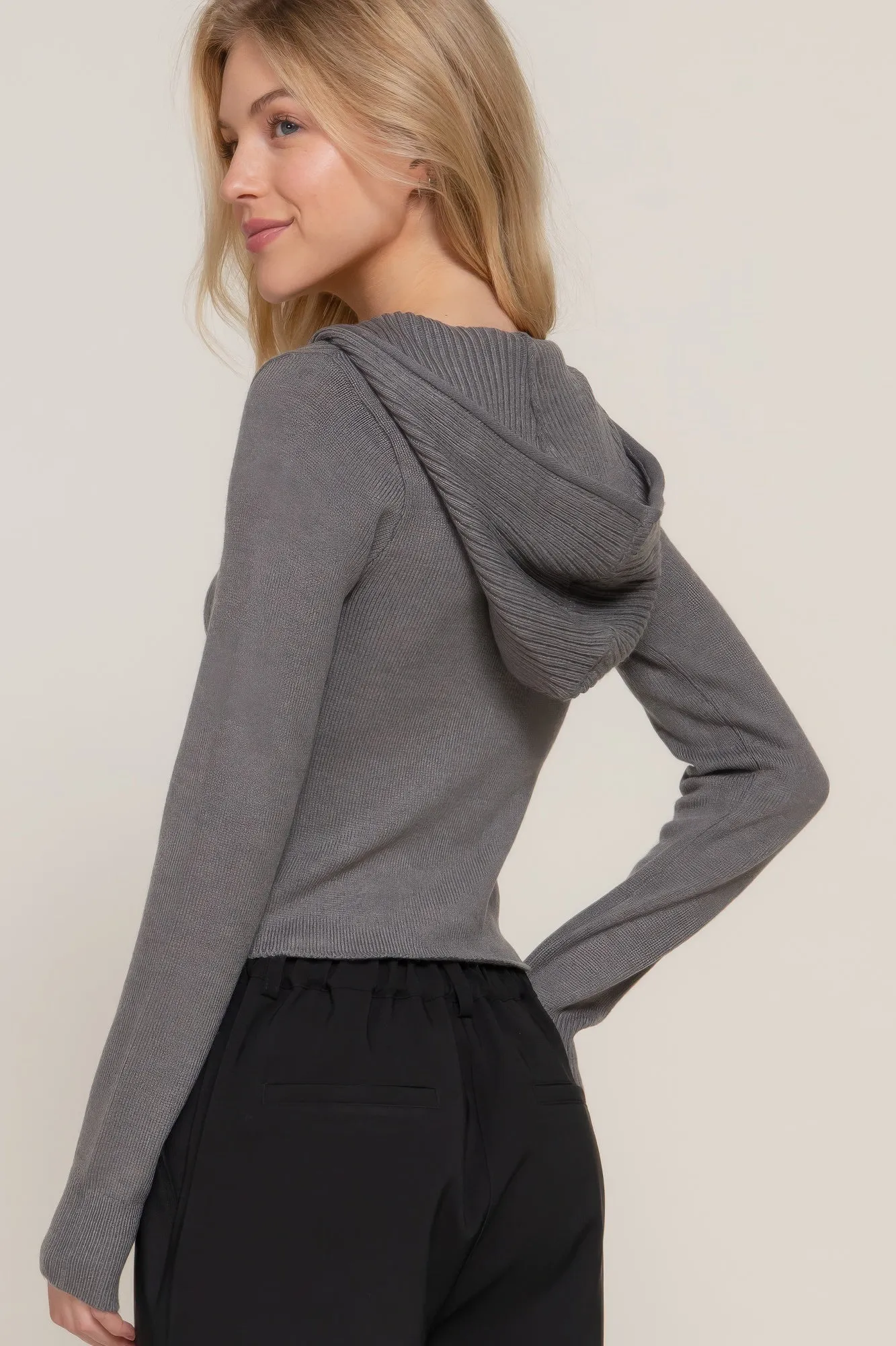 Active USA | 2-Way Zip Closure Sweater Hoodie Cardigan