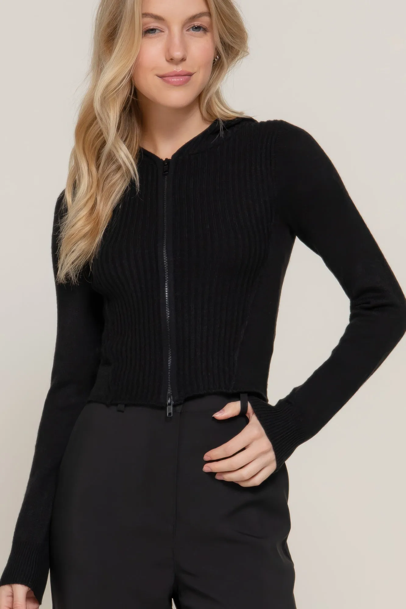 Active USA | 2-Way Zip Closure Sweater Hoodie Cardigan