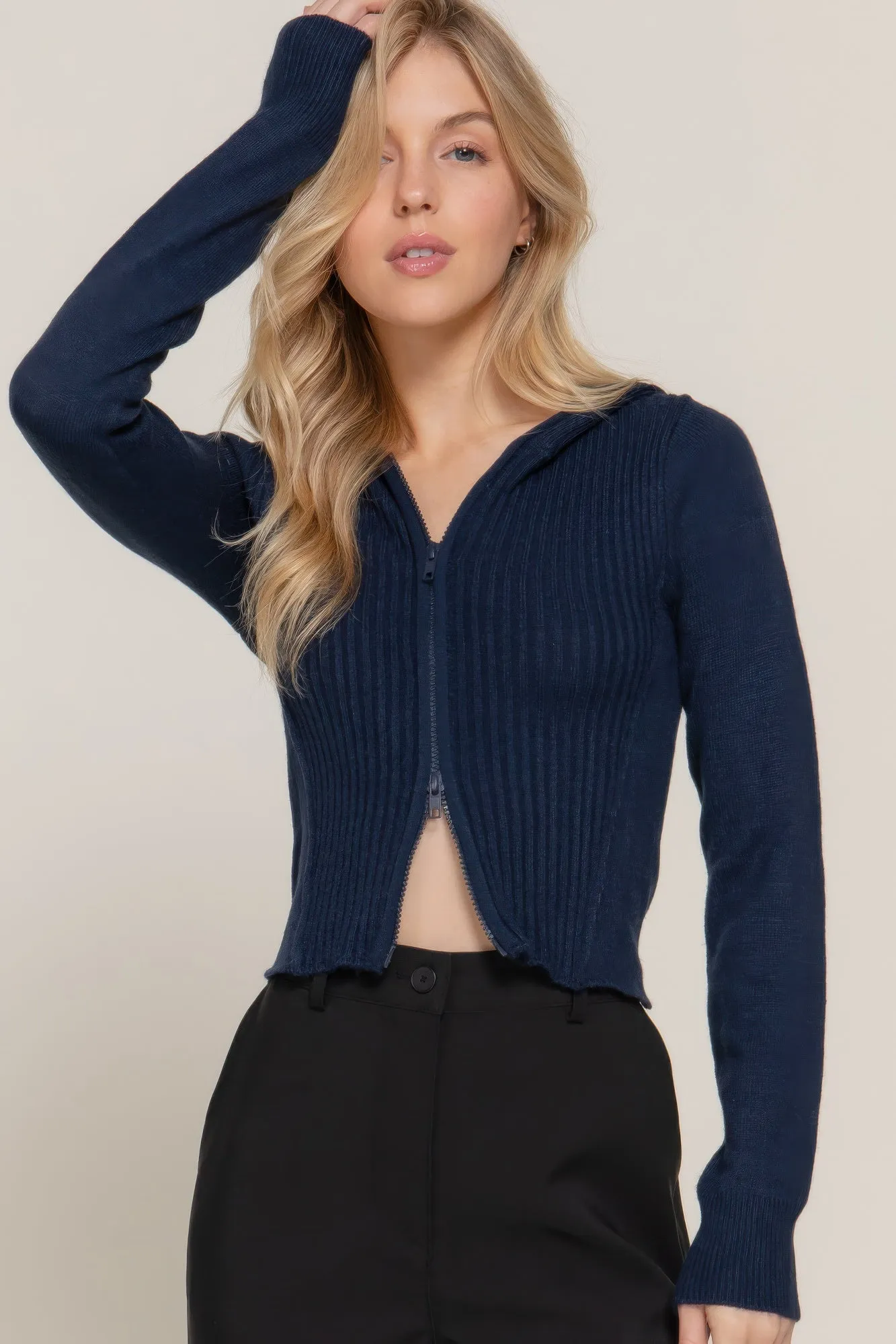 Active USA | 2-Way Zip Closure Sweater Hoodie Cardigan