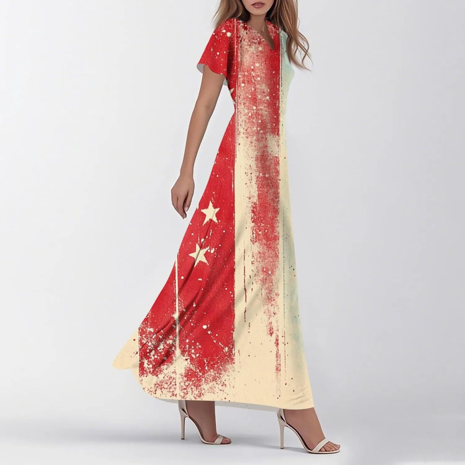 ADHOWBEW 4th of July Dress Women 2025 Holiday Plus Size Graphic USA Sexy Patriotic Independence Day Dresses