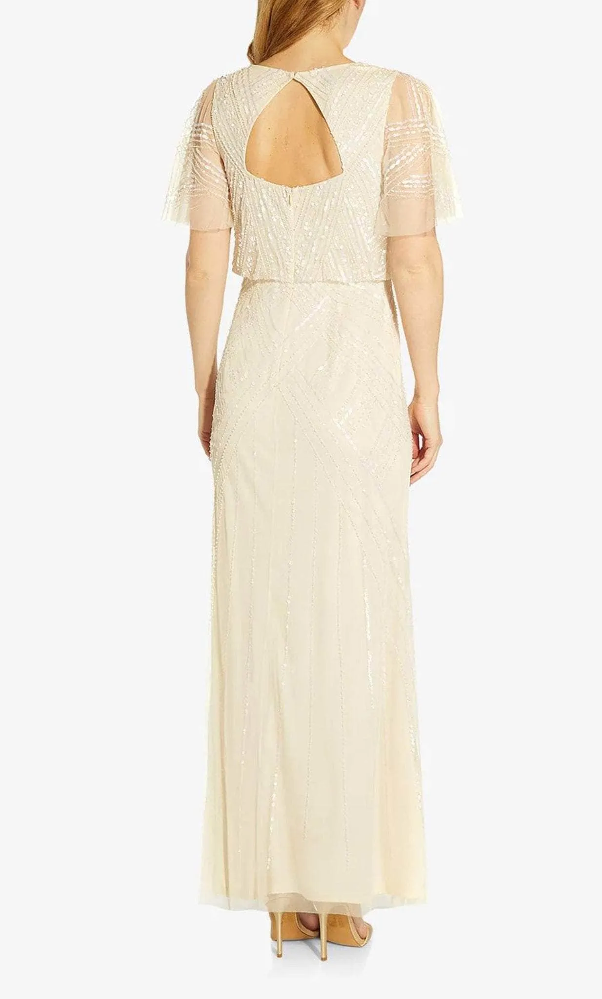 Adrianna Papell AP1E209650 - Beaded Flutter Sleeve Evening Dress