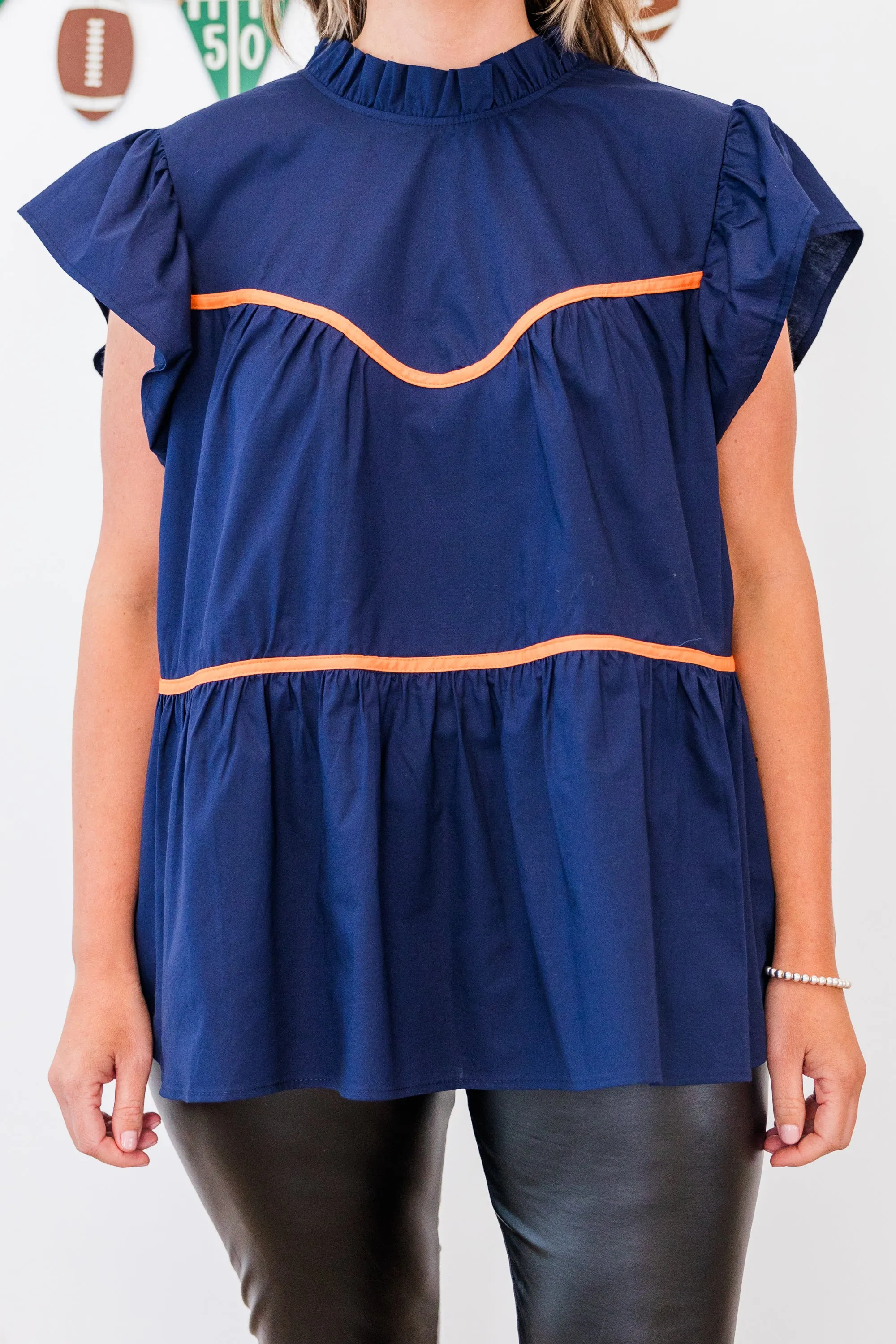 All The Spirit Top, Navy-Orange