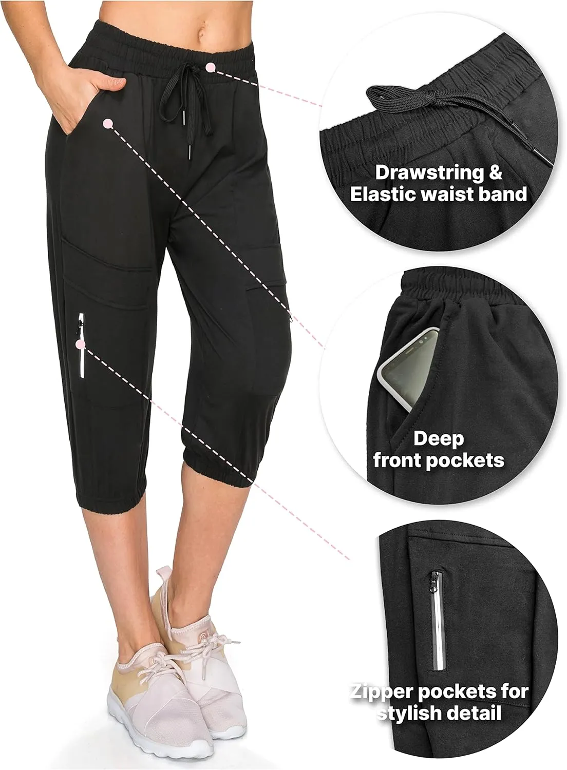 ALWAYS Women's Jogger with Pockets - Soft Full & Capri Sweat Pants