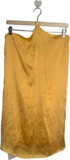 Amanda Uprichard Yellow Halter Neck Satin Dress UK 6
