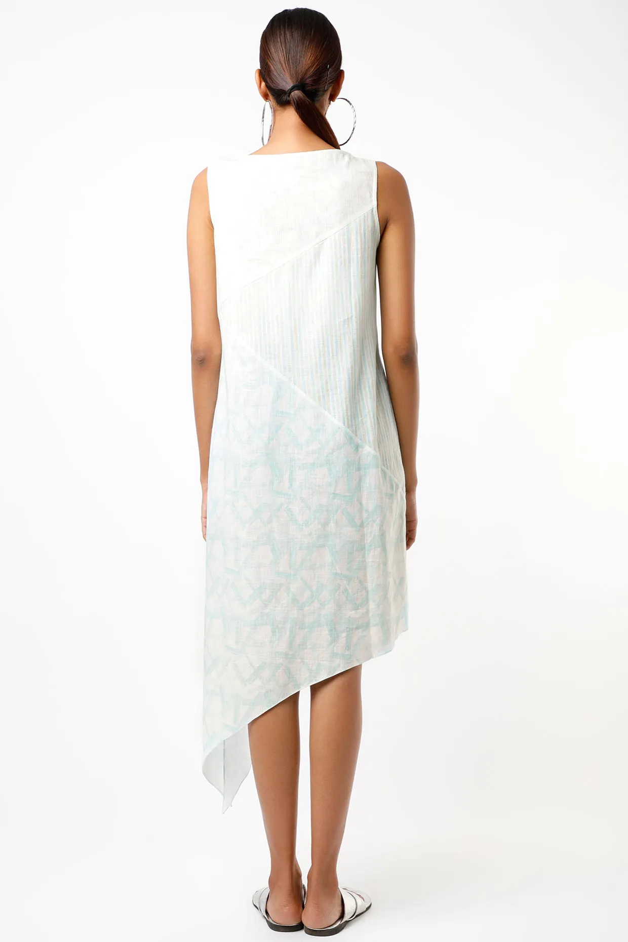 Aqua Geometrical Printed Dress