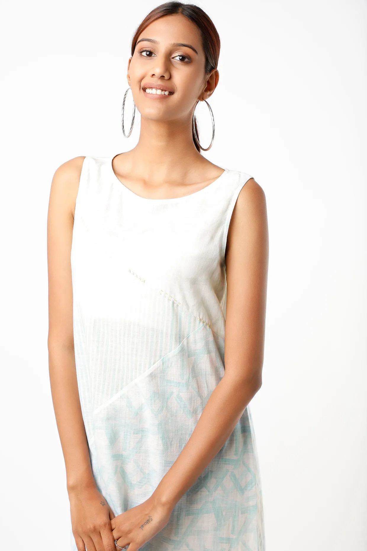 Aqua Geometrical Printed Dress