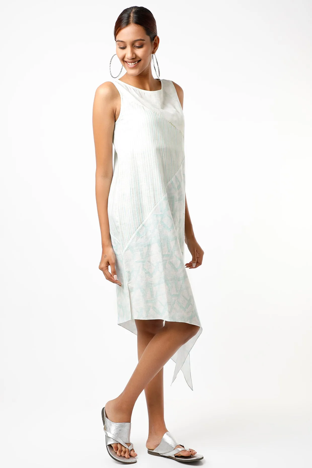 Aqua Geometrical Printed Dress