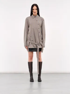Asymmetric Draped Shirt Dress (25013570-EUCALYPT-NAVY)