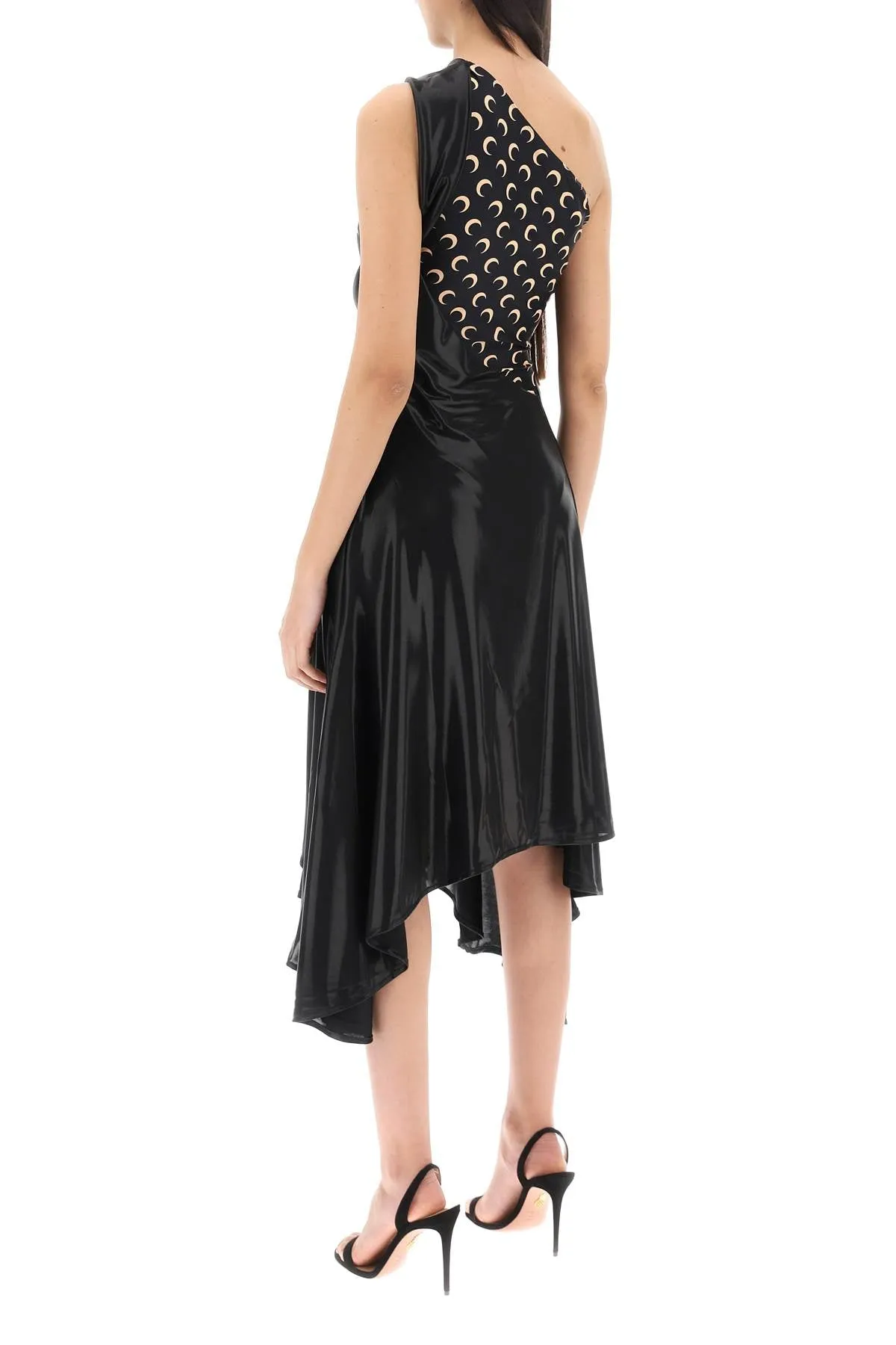 asymmetrical dress in regenerated jersey