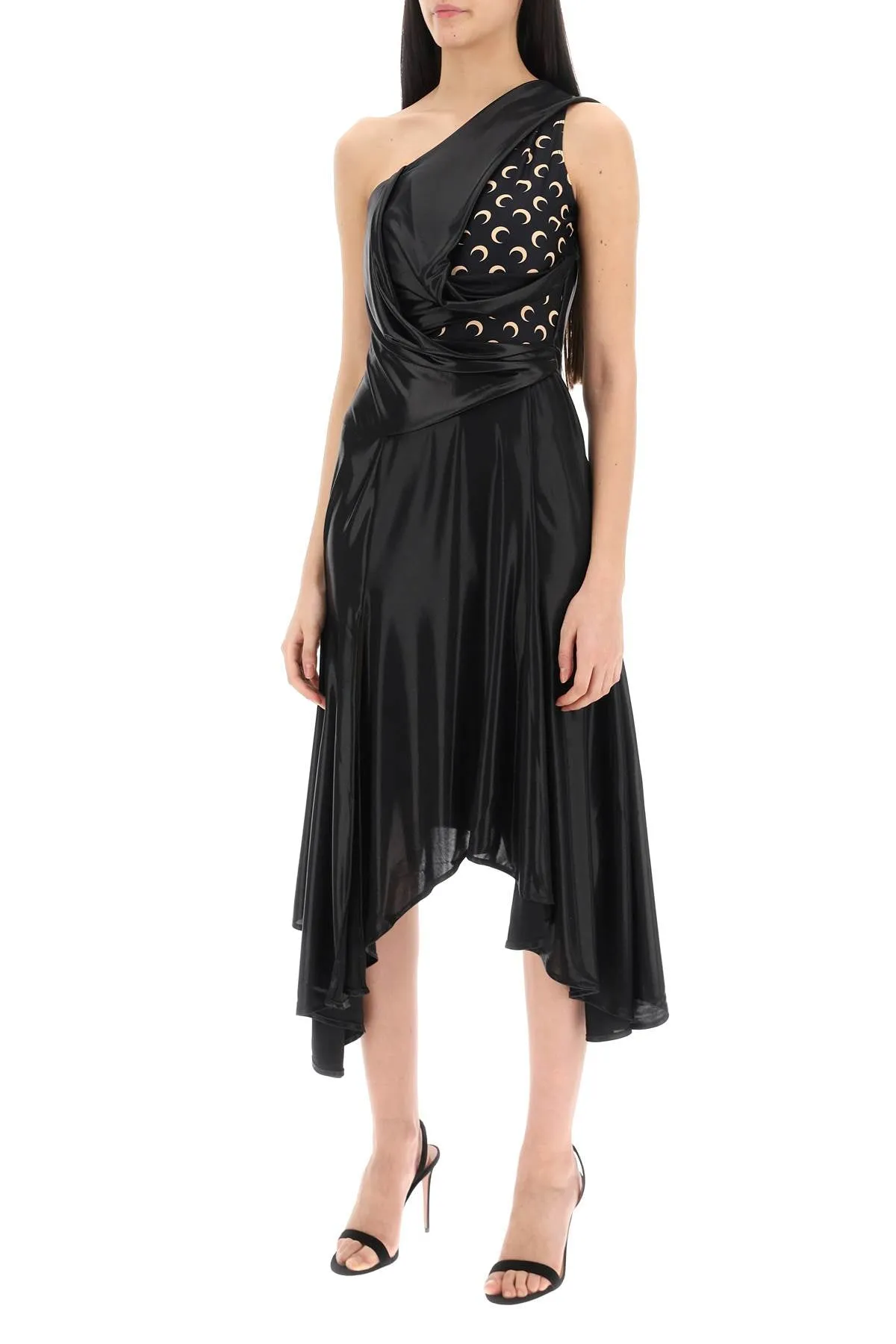 asymmetrical dress in regenerated jersey
