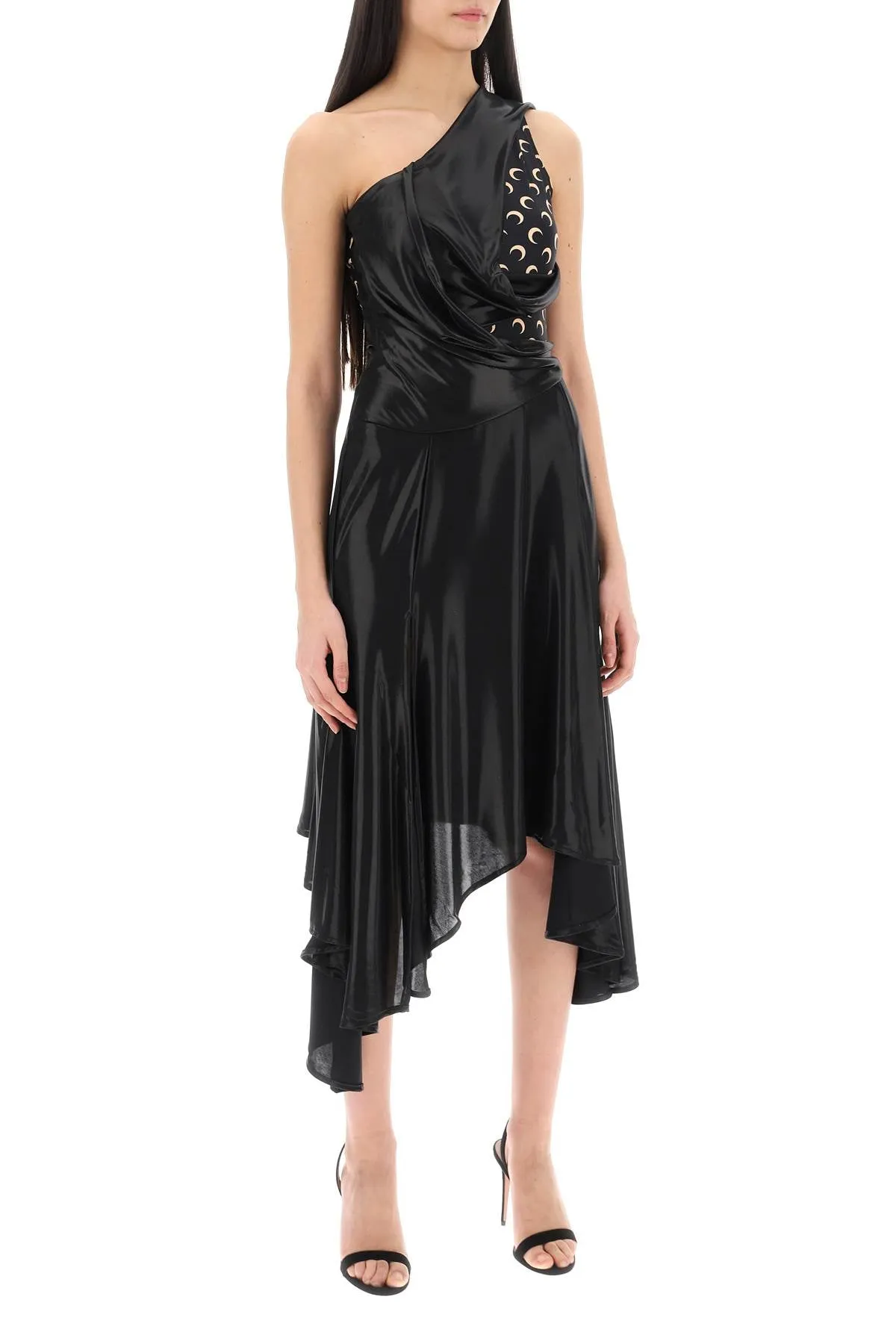 asymmetrical dress in regenerated jersey
