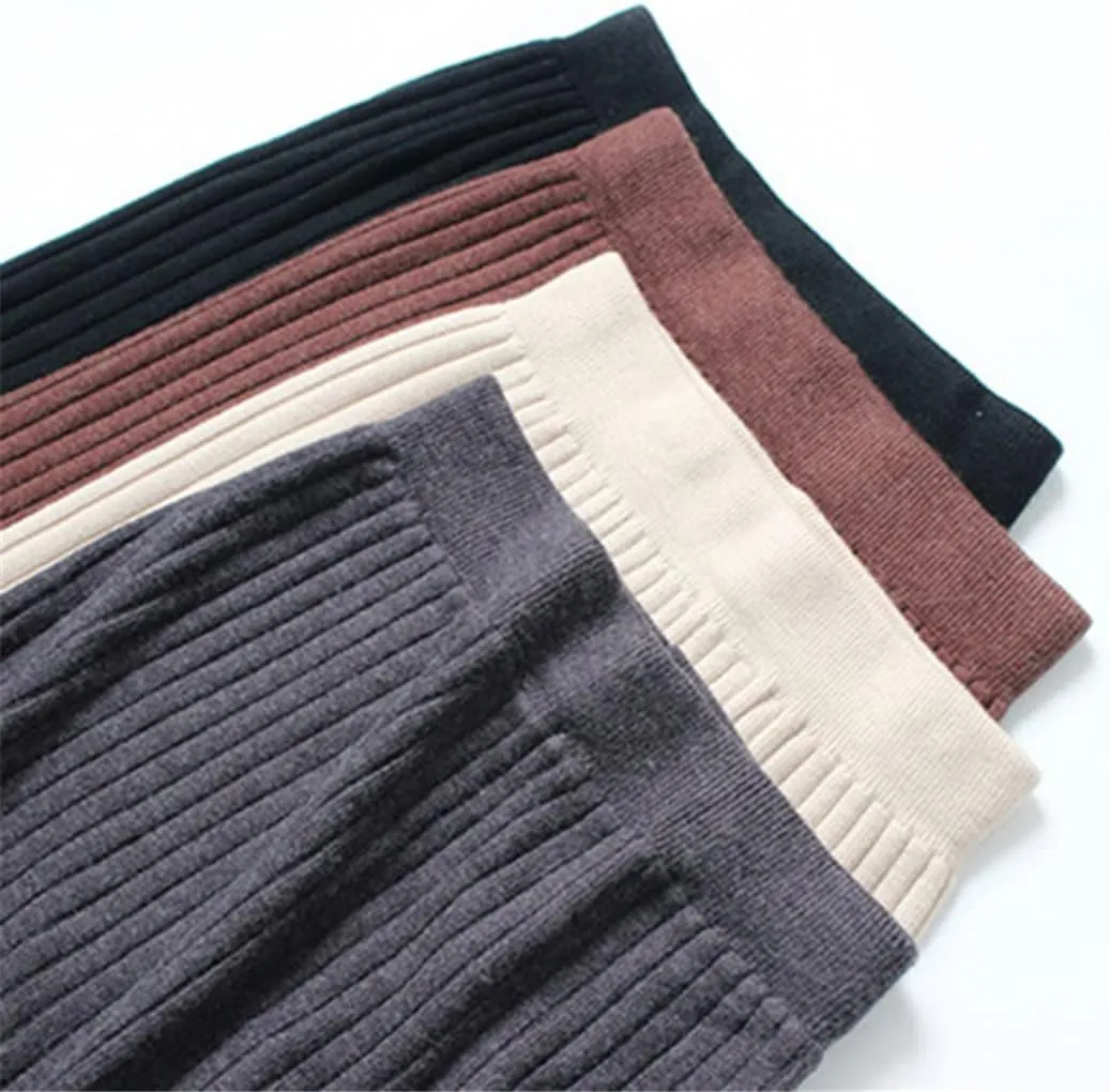 Autumn Winter Knit Pencil Skirt Women High Waist Elastic Skirts Sexy Knited Split Midi Skirt