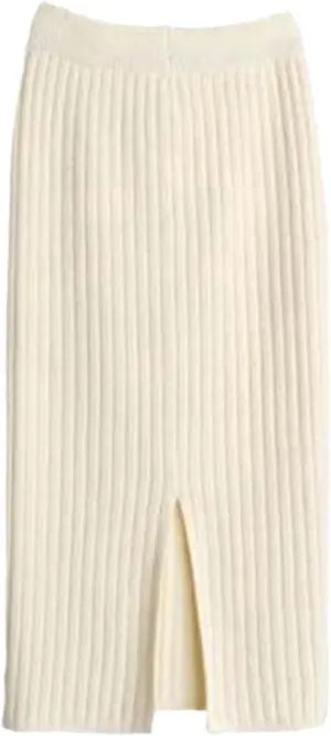 Autumn Winter Knit Pencil Skirt Women High Waist Elastic Skirts Sexy Knited Split Midi Skirt
