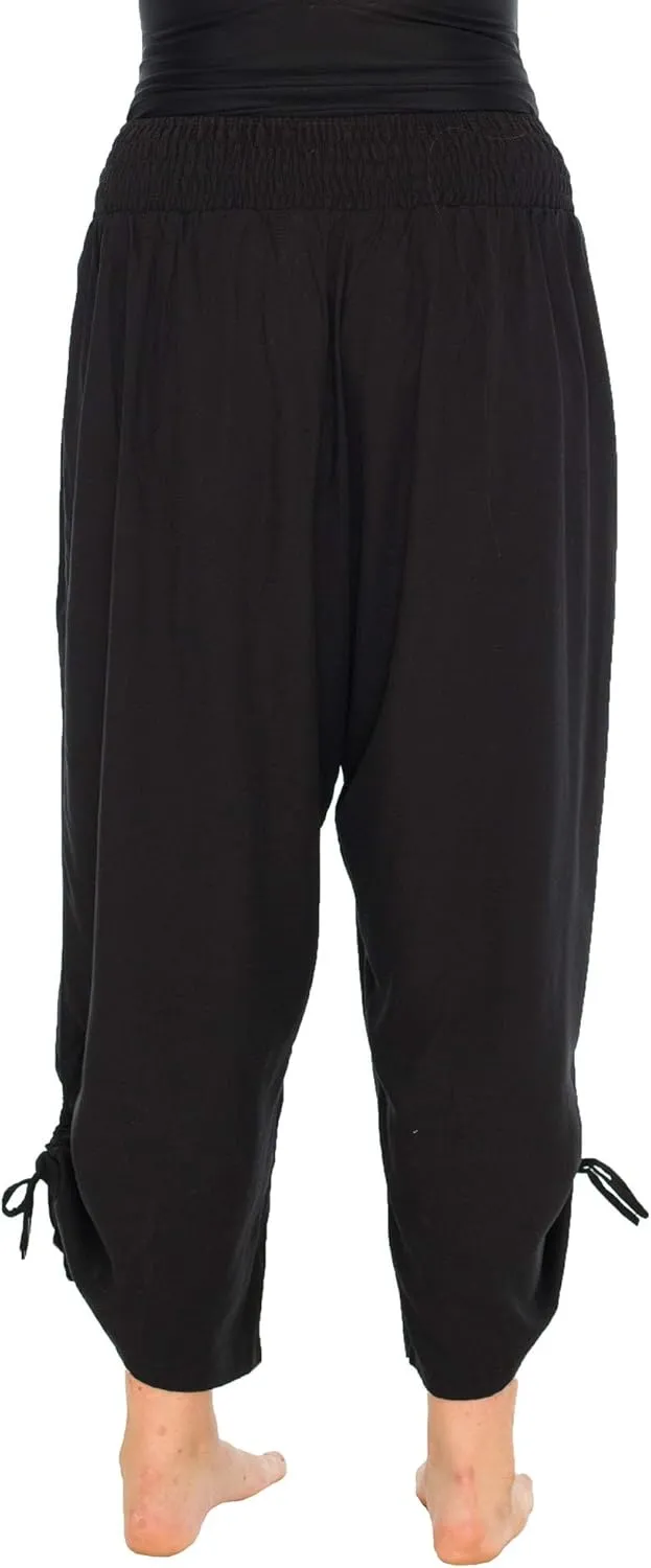 Back From Bali Womens Boho Wide Leg Loose Pants Cropped Rayon Summer Beach Pants Smocked Waist (S-4XL)