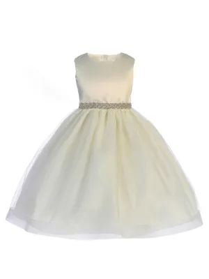 Big Girls Ivory Sparkle Trim Adorned Junior Bridesmaid Dress 7-12