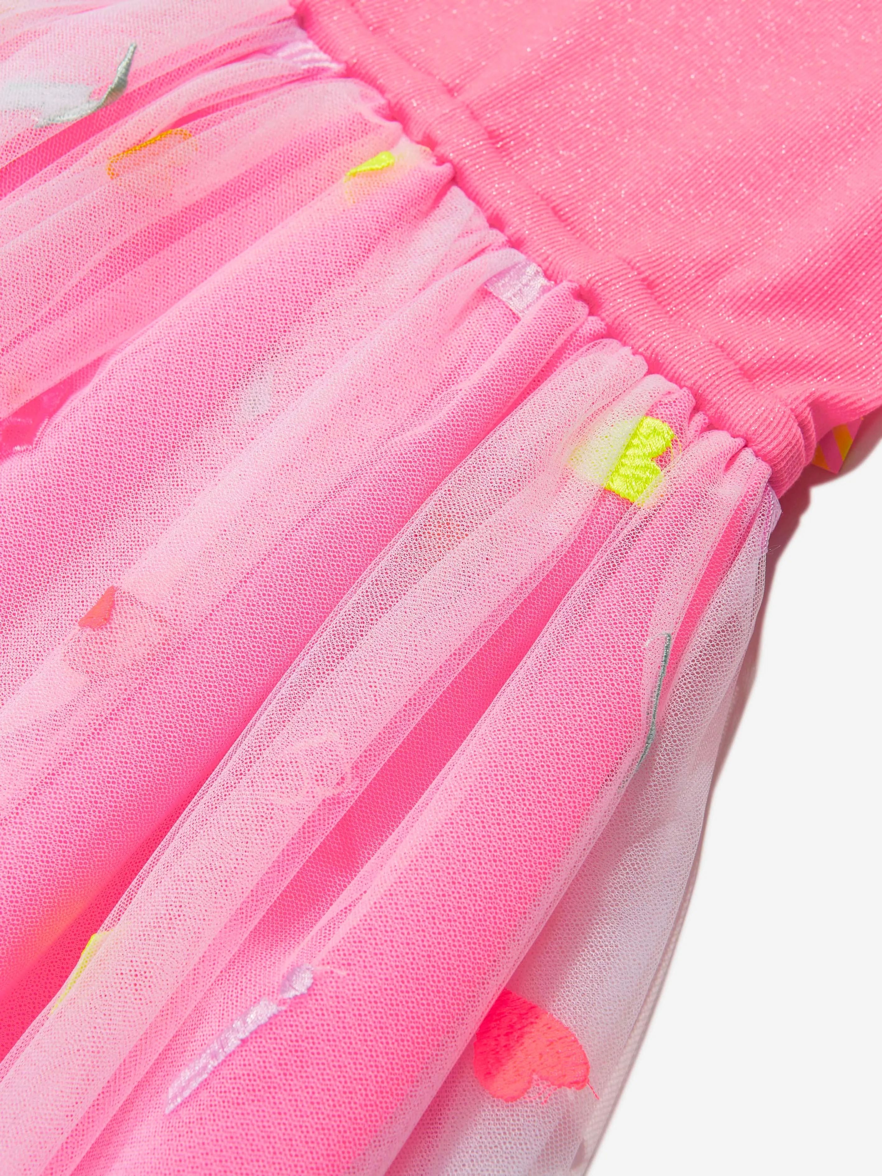 Billieblush Girls Embroidered Tulle Dress in Pink