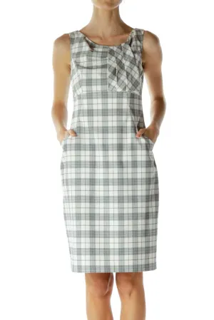 Black and Cream Plaid Work Dress