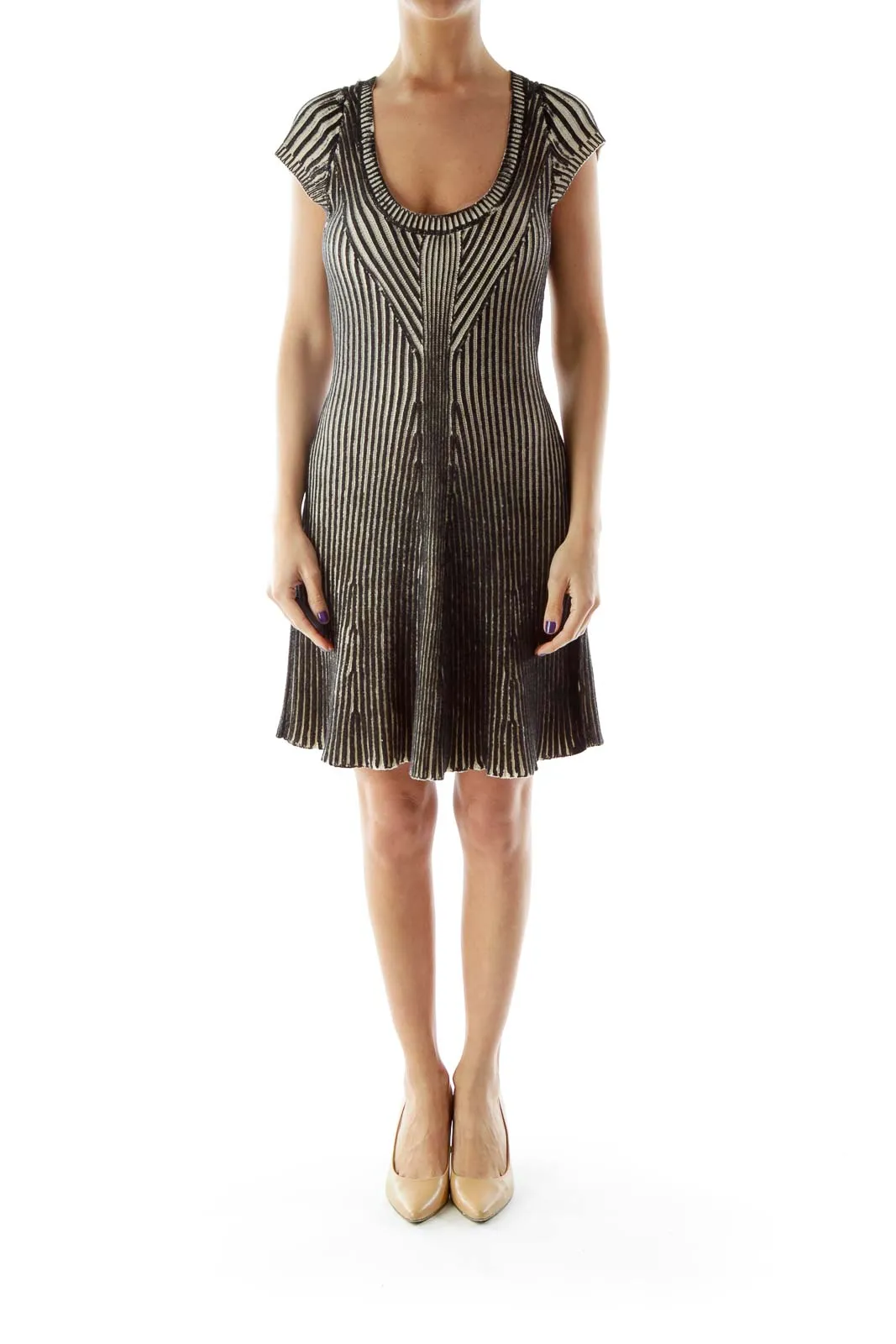 Black and White Striped Knit Dress