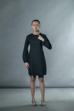 Black Long Puff Sleeves Mini Dress