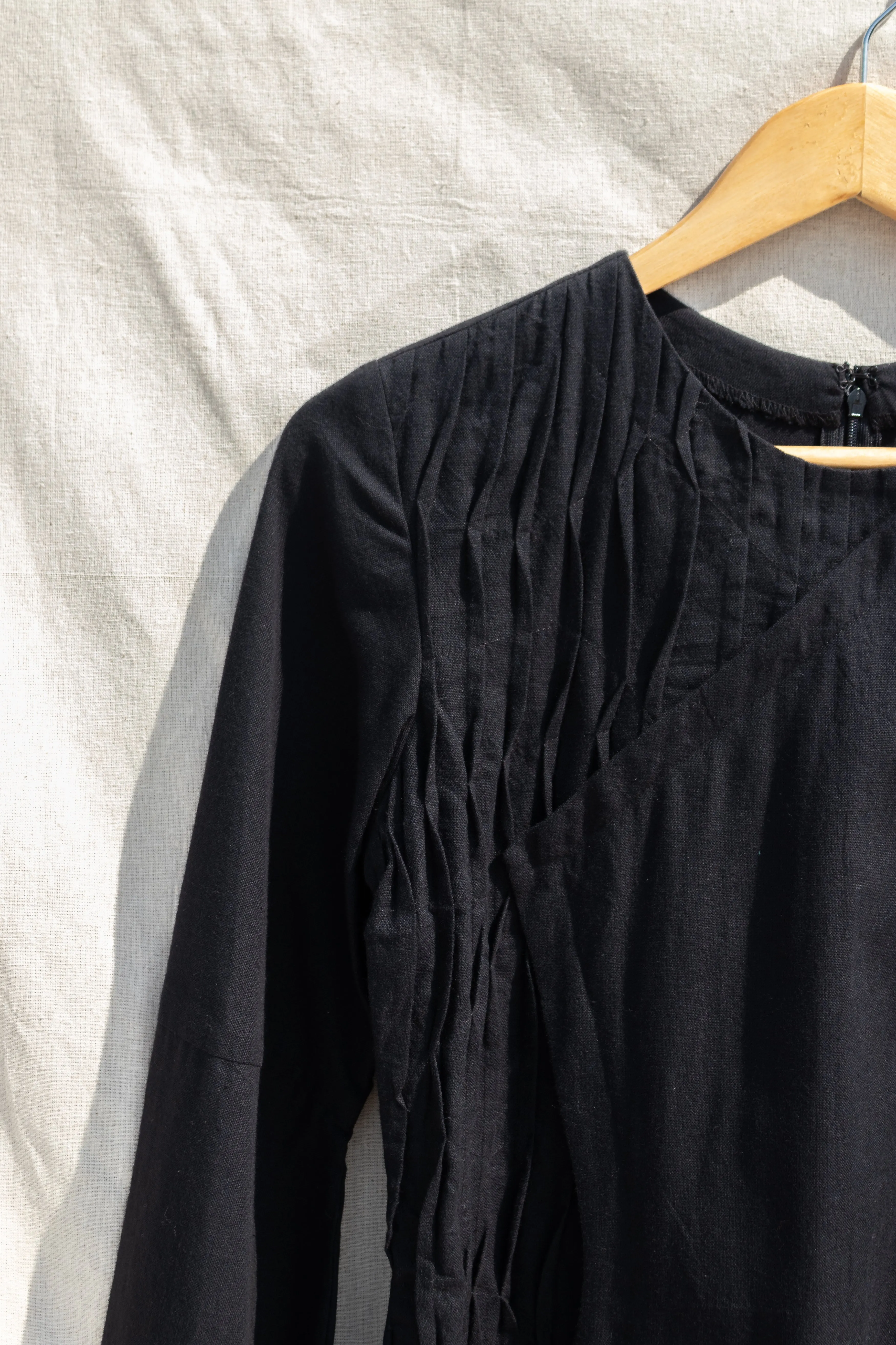 Black Long Puff Sleeves Mini Dress