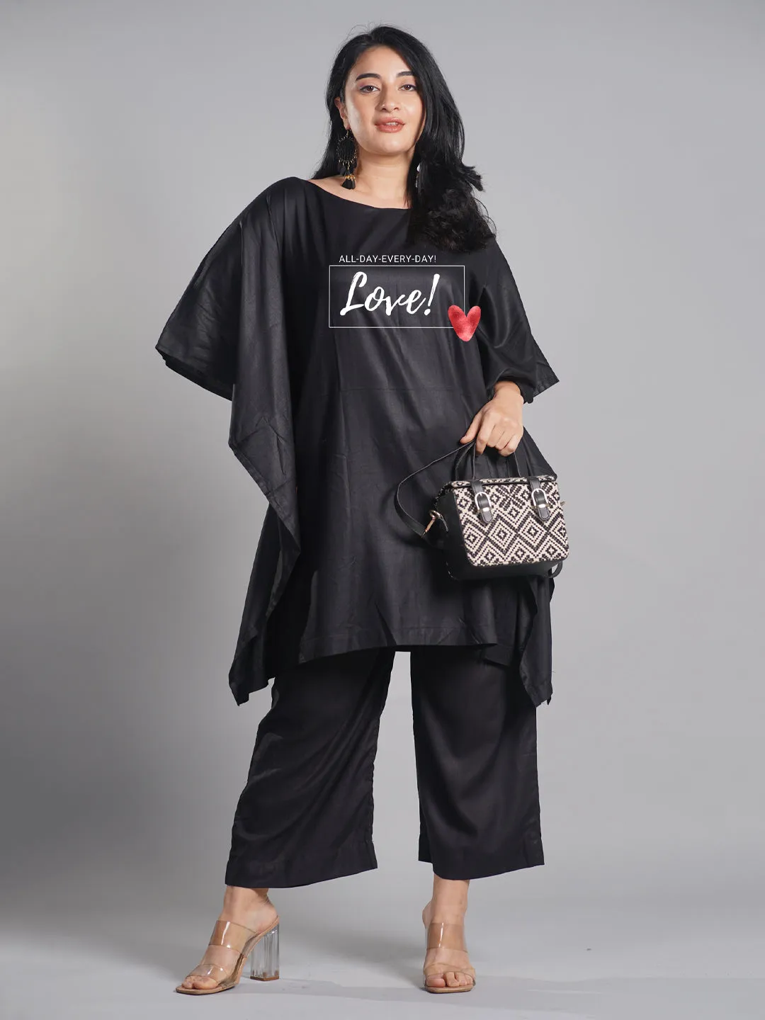 Black Rayon Kaftan - Love Everyday