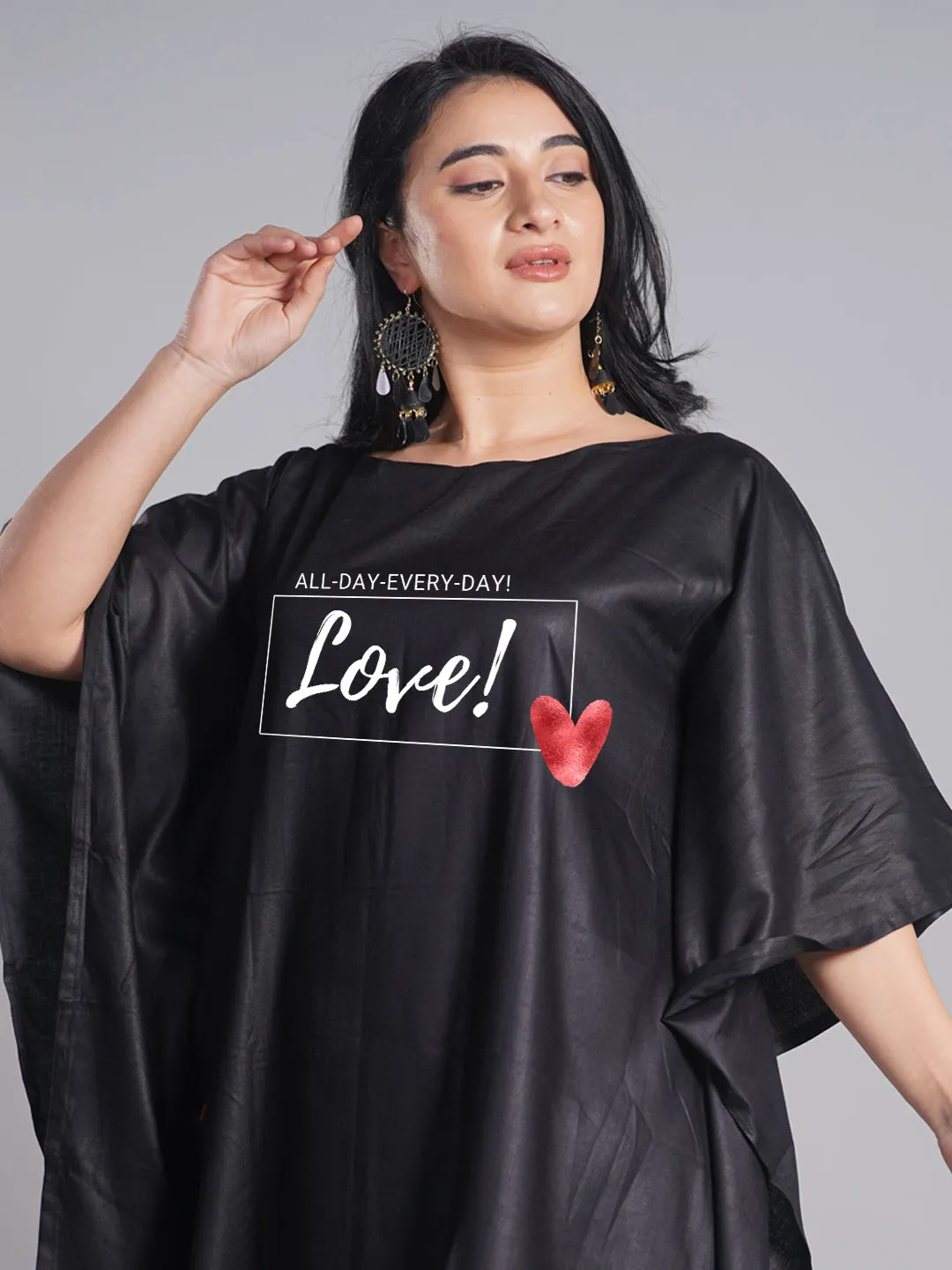 Black Rayon Kaftan - Love Everyday