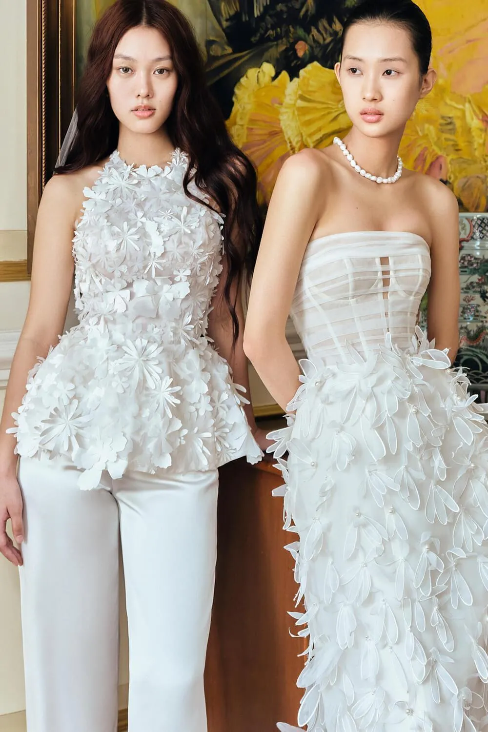 Blooming Peplum Halter Neck Silk Organza Floor Length Set
