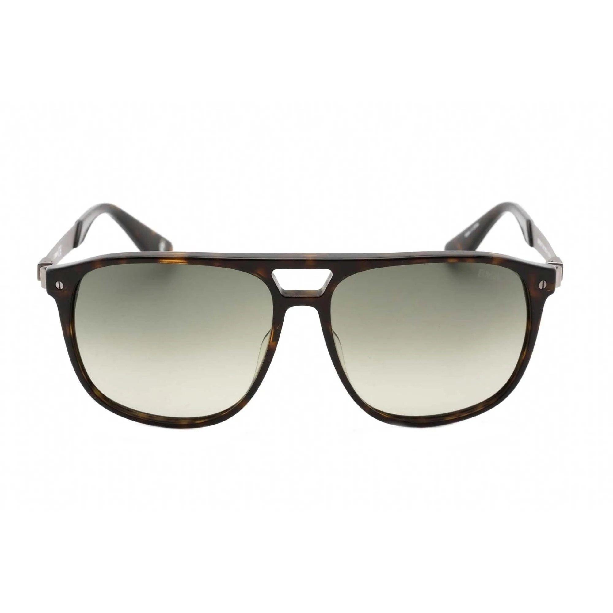 BMW Men's Sunglasses - Dark Havana Rectangular Frame Gradient Green Lens | BW0001 52P