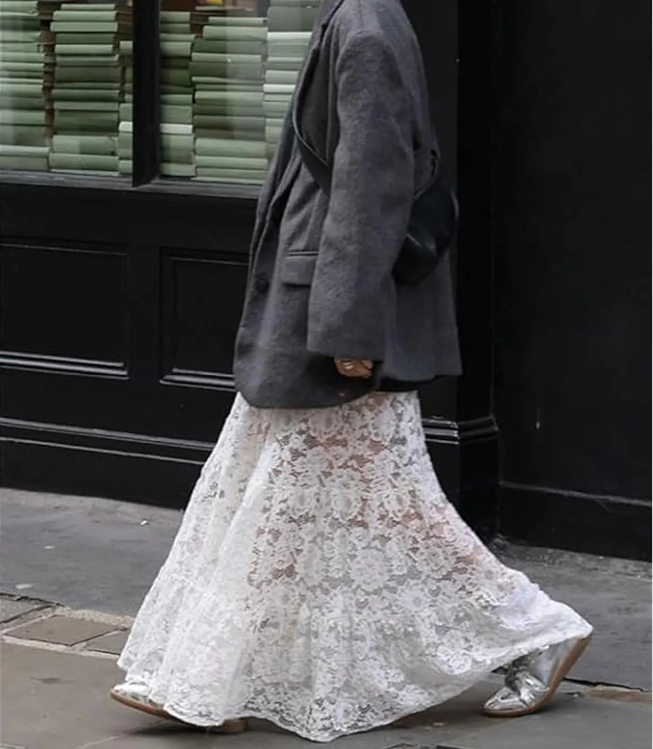 Boho Long White Skirt for Women Y2K Sheer Lace Midi Half Skirts Flowy See-Through Maxi Skirt Beach Party