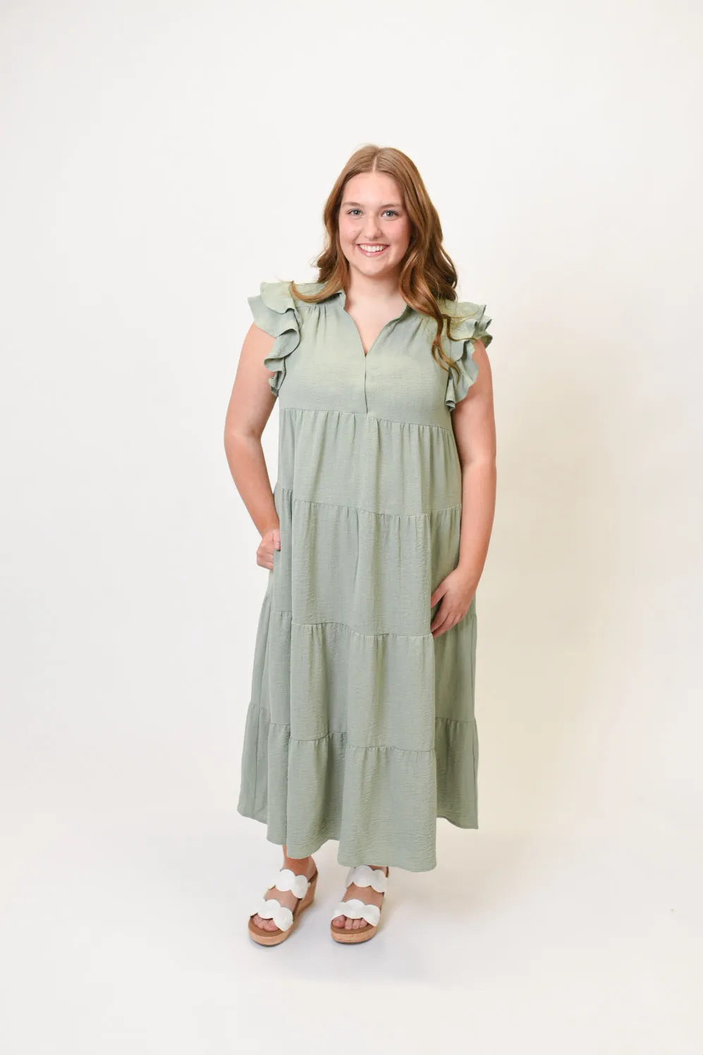 Bold & Beautiful Midi Dress in Sage