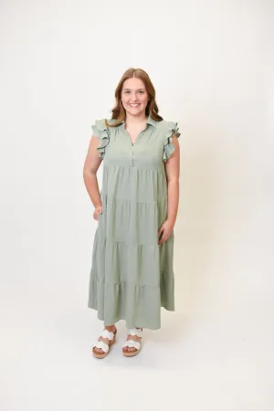Bold & Beautiful Midi Dress in Sage