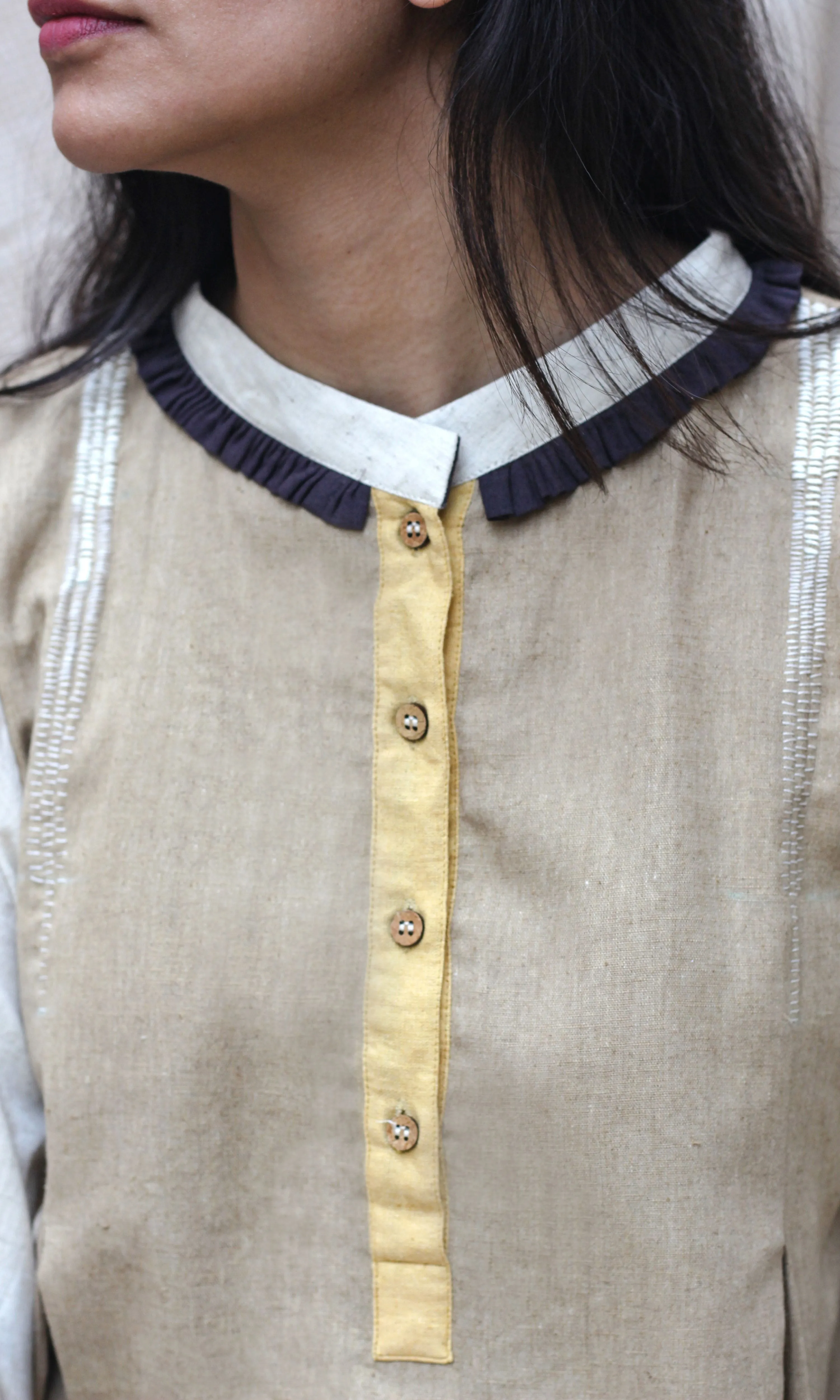 Brown Collar Midi Dress