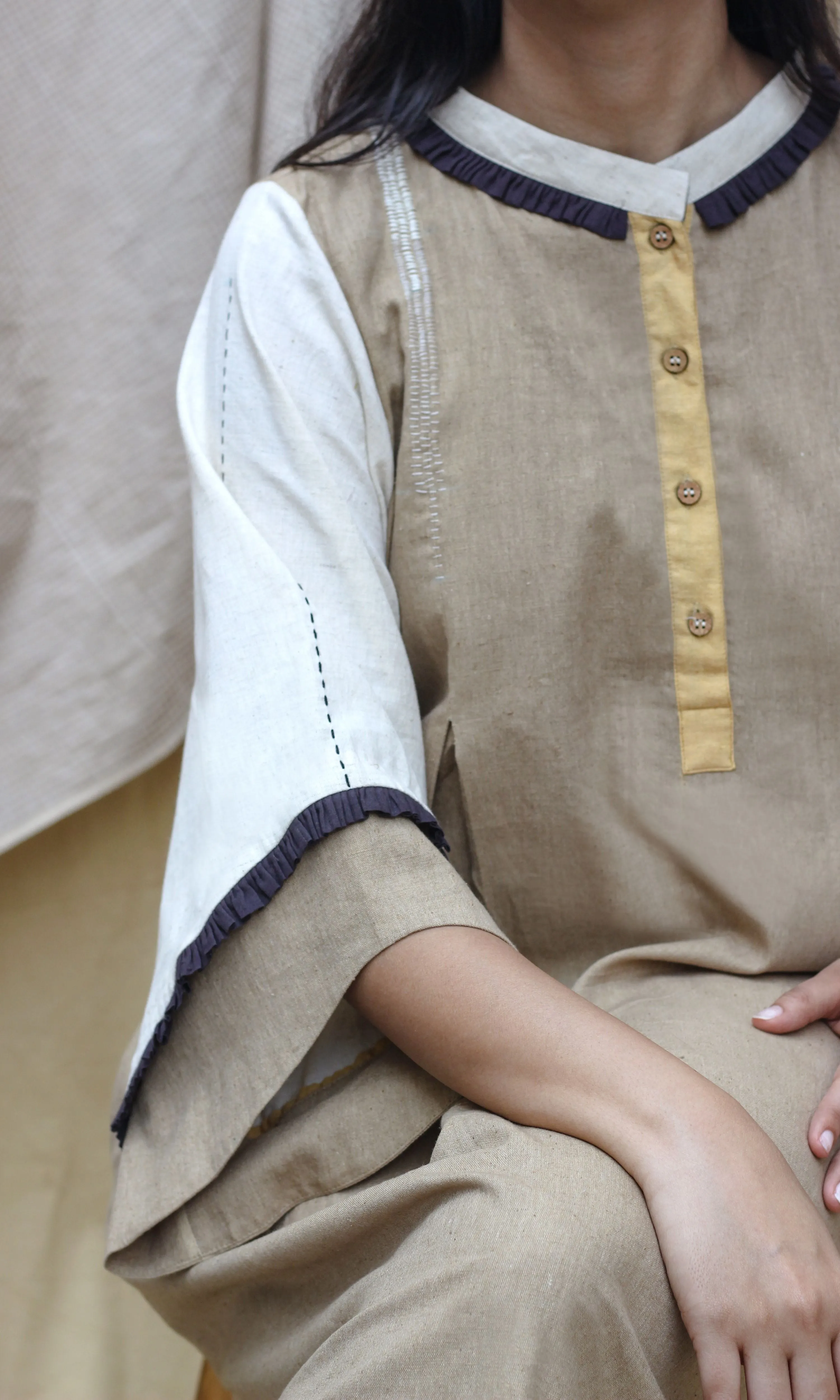 Brown Collar Midi Dress