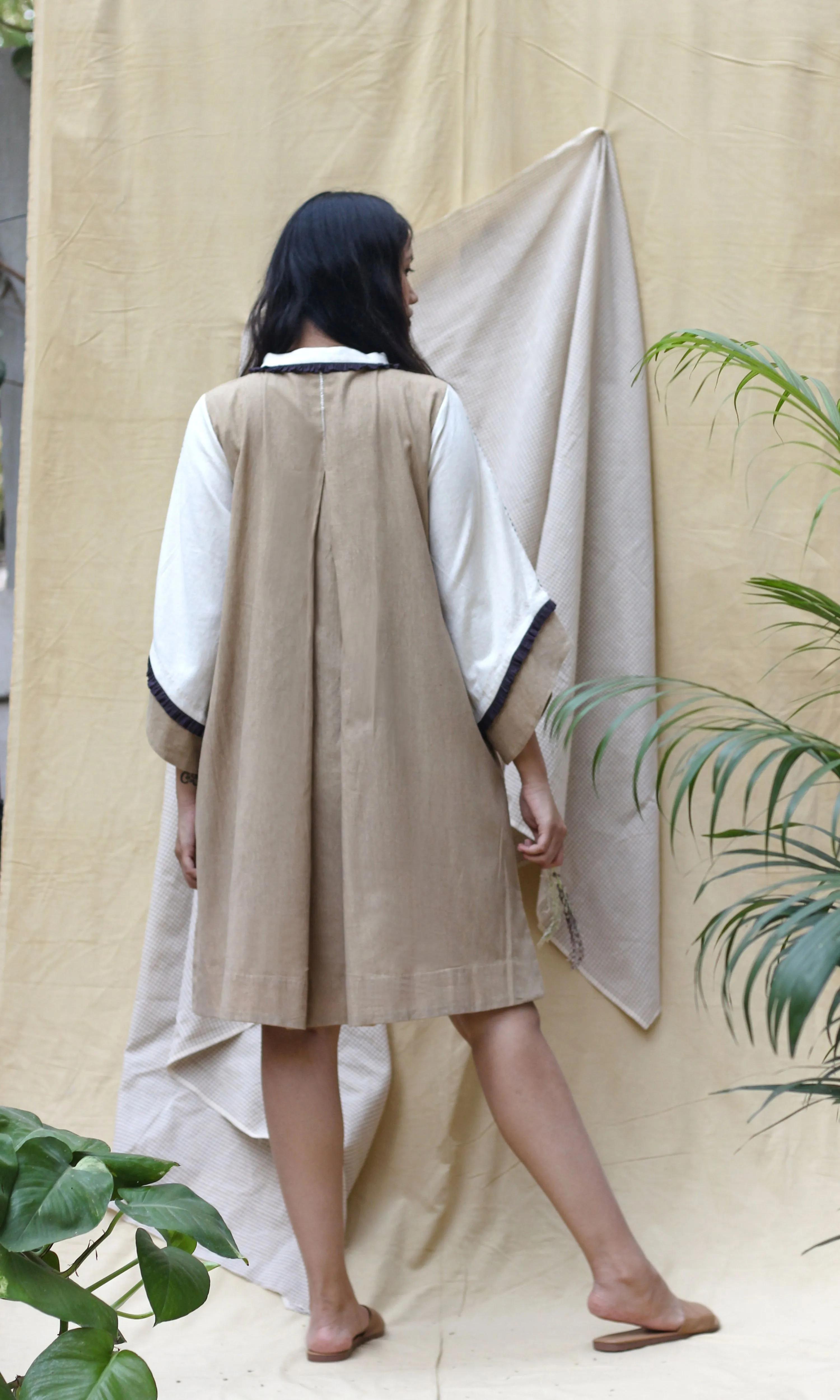Brown Collar Midi Dress