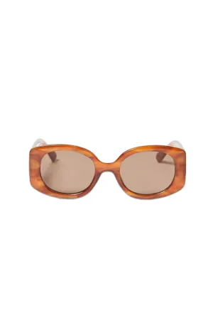 Brown Tan Oval Sunglasses
