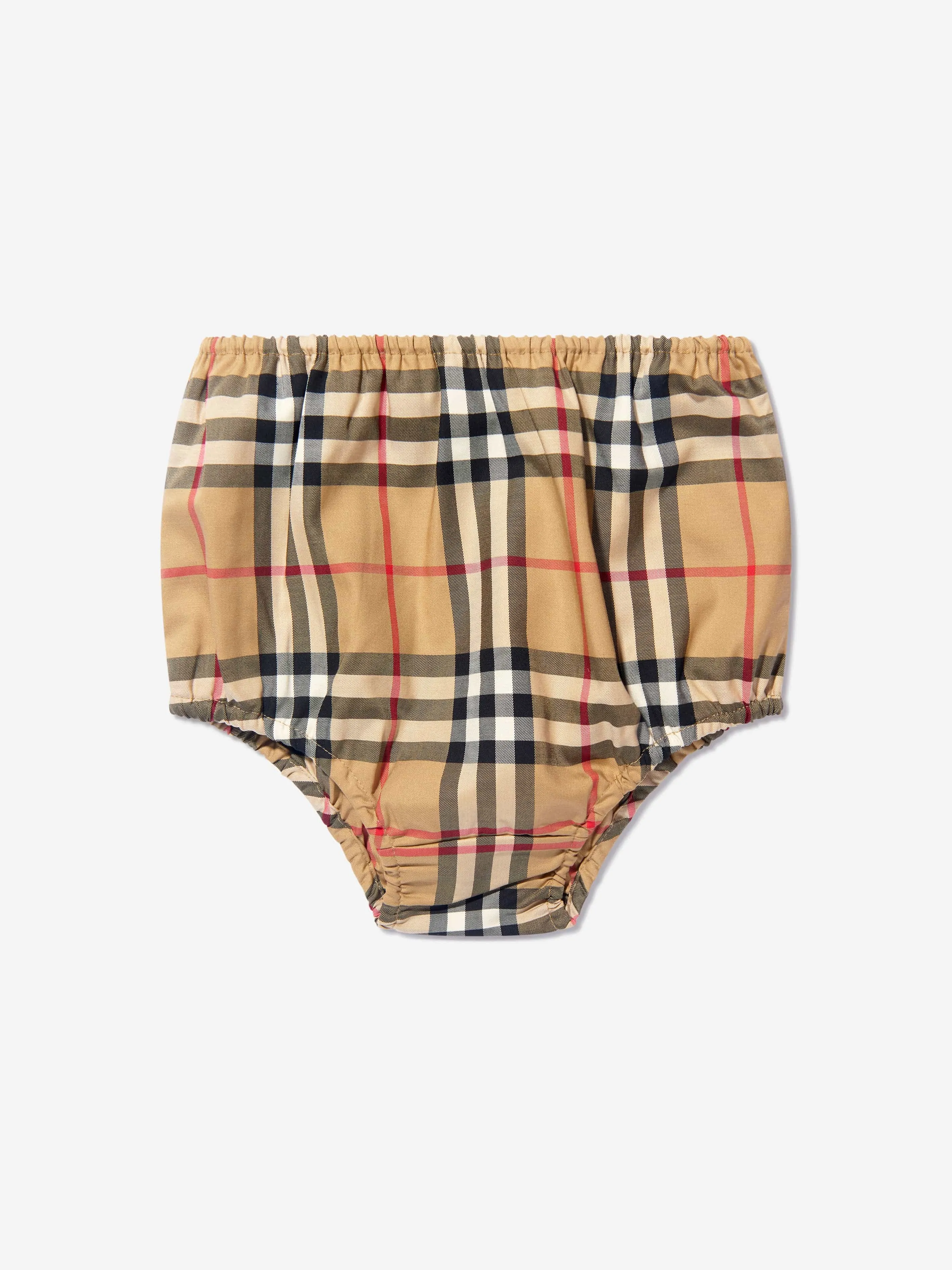 Burberry Baby Girls Check Shea Dress With Knickers In Beige