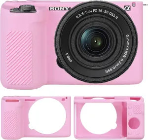 Camera Case for Sony Alpha ZVE10 II Camera, Digital Camera Soft Silicone Protective Bag, Silicone Cover Rubber Soft Camera Case, Pink