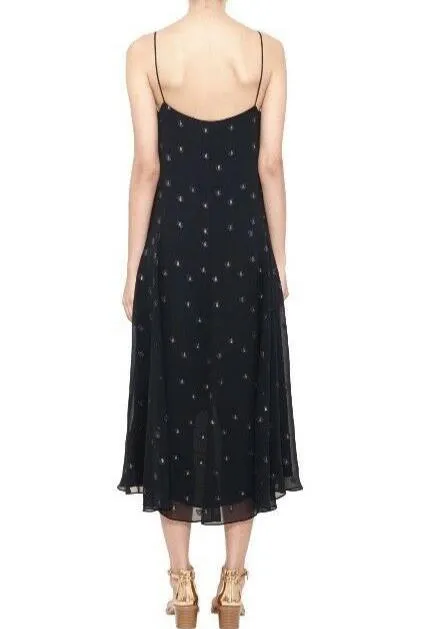 Camilla & Marc Trillium Dress w/ Splits | Ink Navy w/ Gold Embroidery