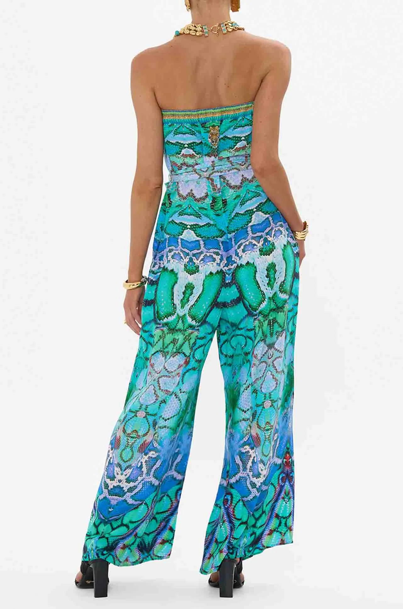 Camilla - Land Of Wonder Tie Waist Strapless Jumpsuit