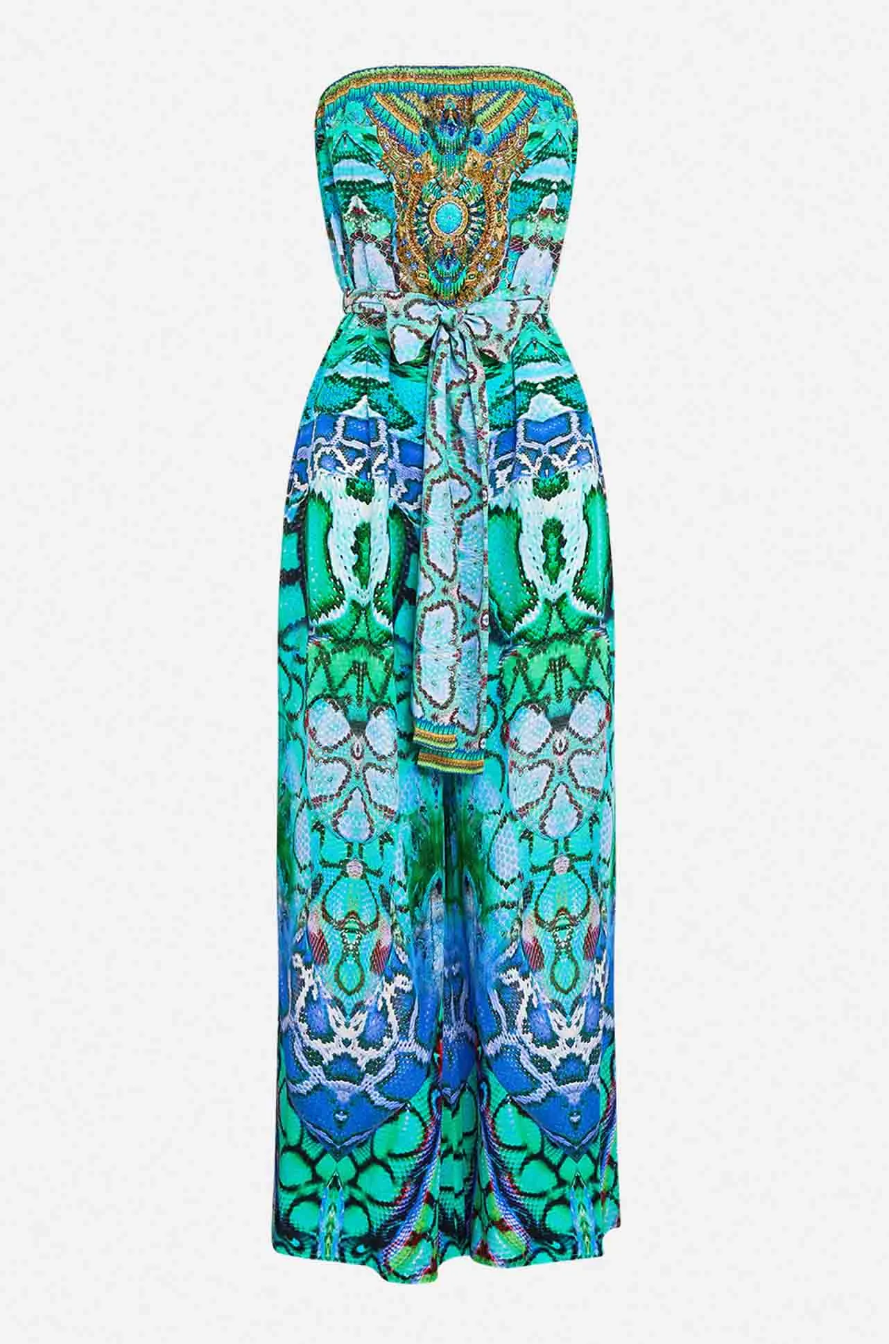 Camilla - Land Of Wonder Tie Waist Strapless Jumpsuit